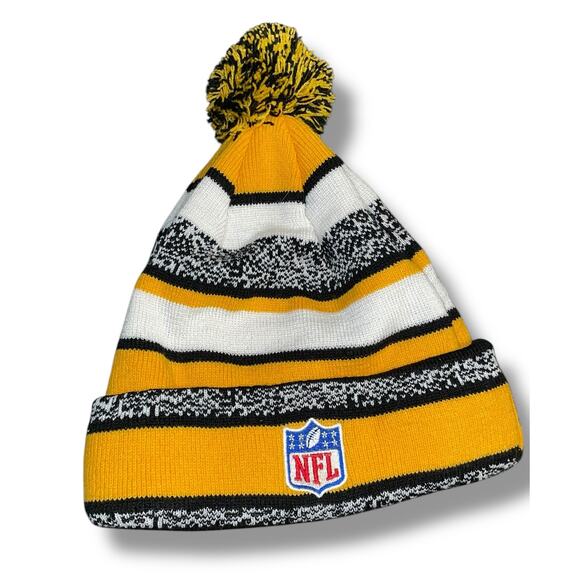 Pittsburgh Steelers Beanie Pom Hat Knit Pom NFL New Era Football OS Black Yellow - Picture 10 of 11